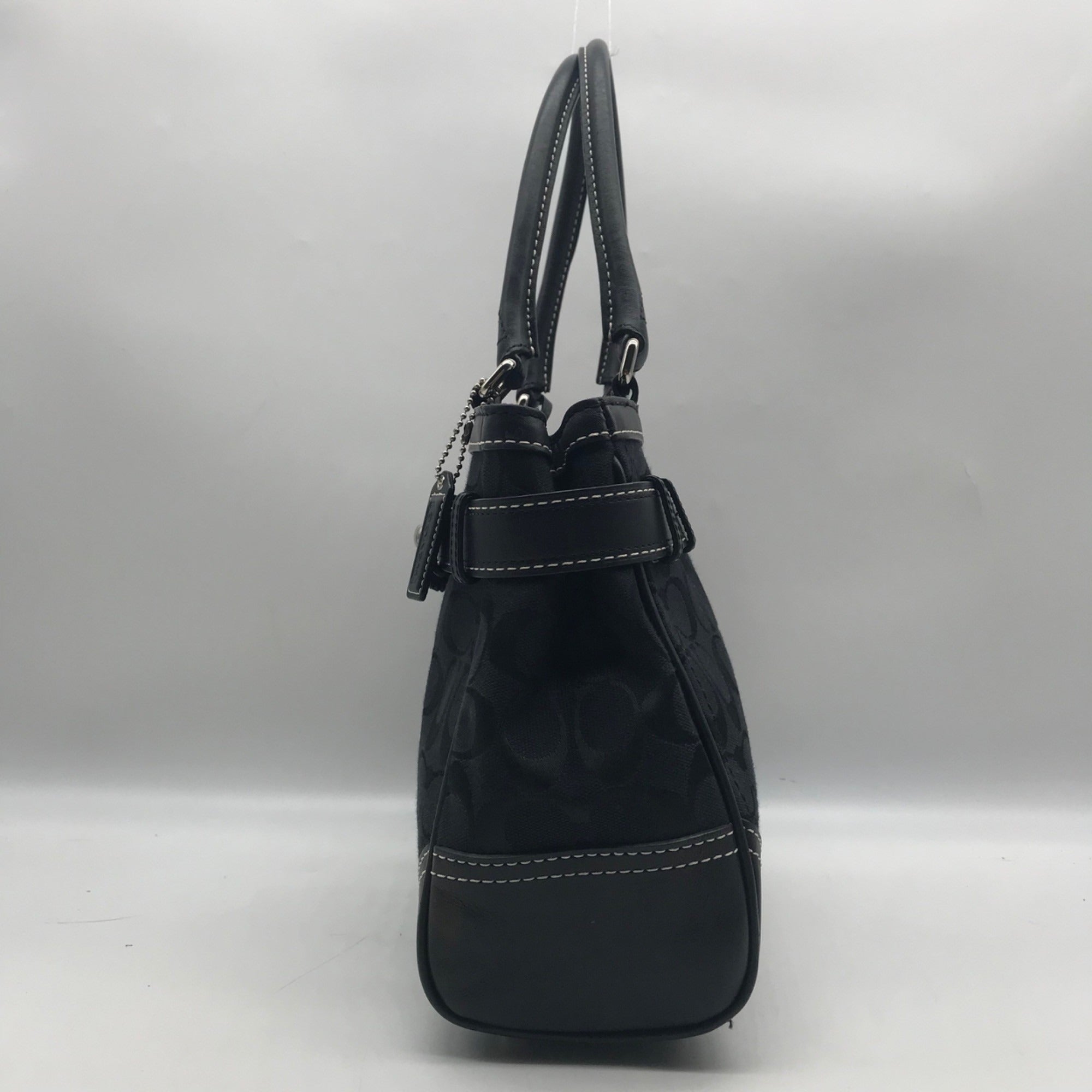 Coach Black Signature Canvas Hampton Belted Satchel Bag