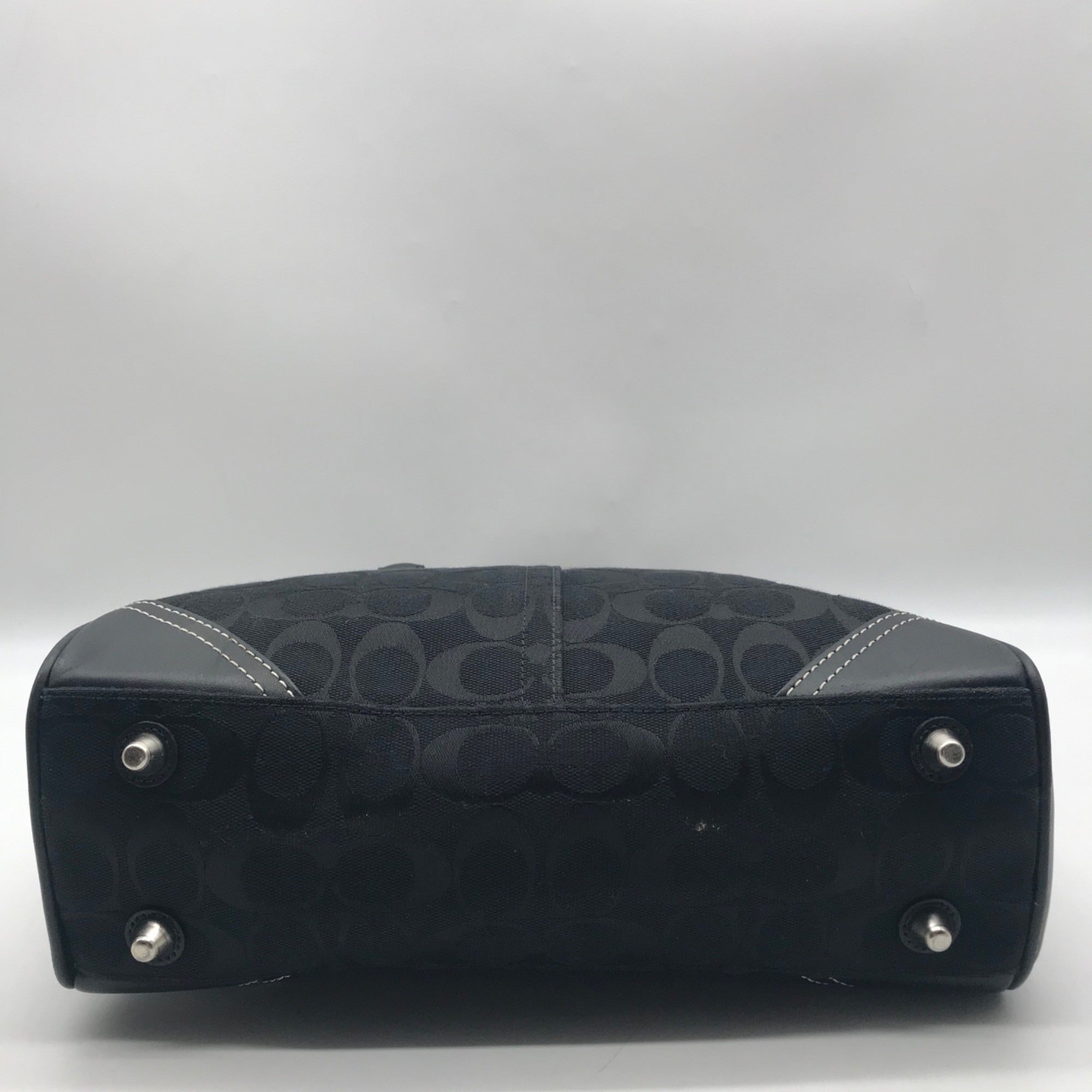 Coach Black Signature Canvas Hampton Belted Satchel Bag