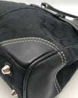 Coach Black Signature Canvas Hampton Belted Satchel Bag