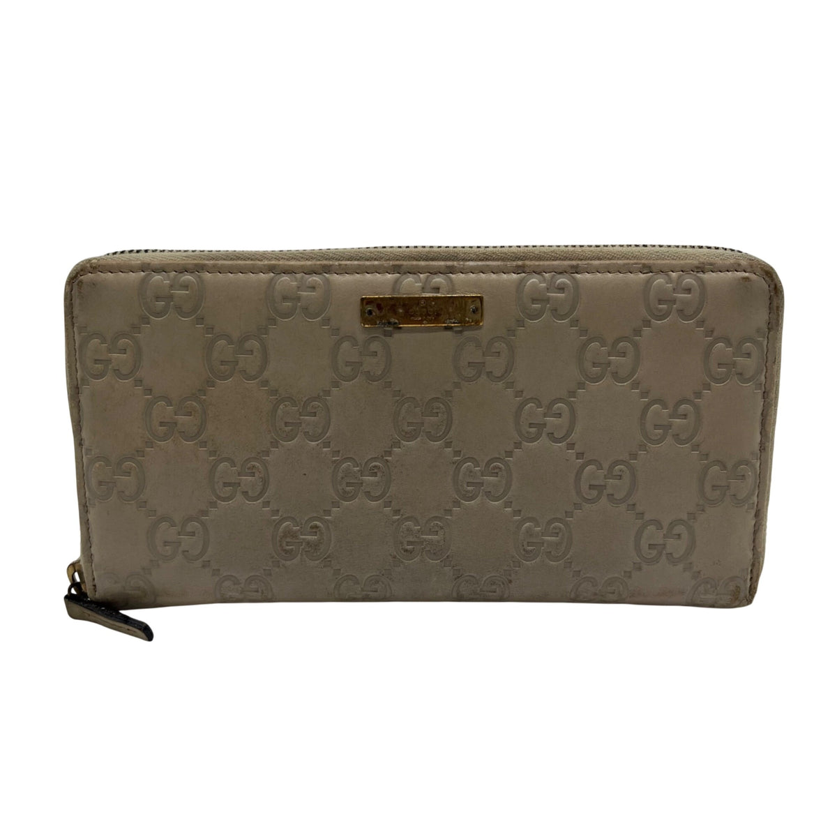 Gucci Beige Guccissima Leather Zip-Around Wallet
