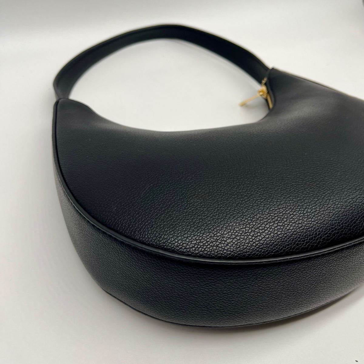Like Dreams Black Faux Leather Noemie Half Moon Shoulder Bag