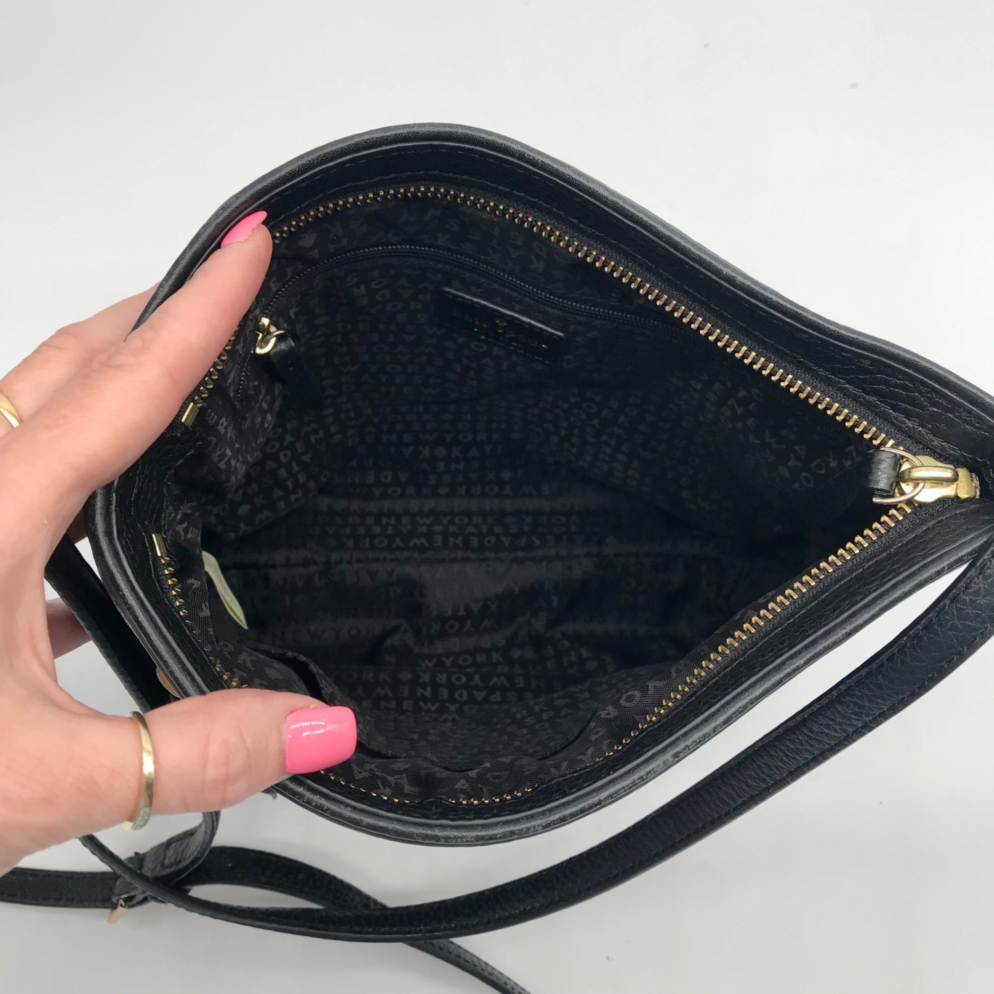 Kate Spade Black Pebbled Leather Karla Crossbody Bag