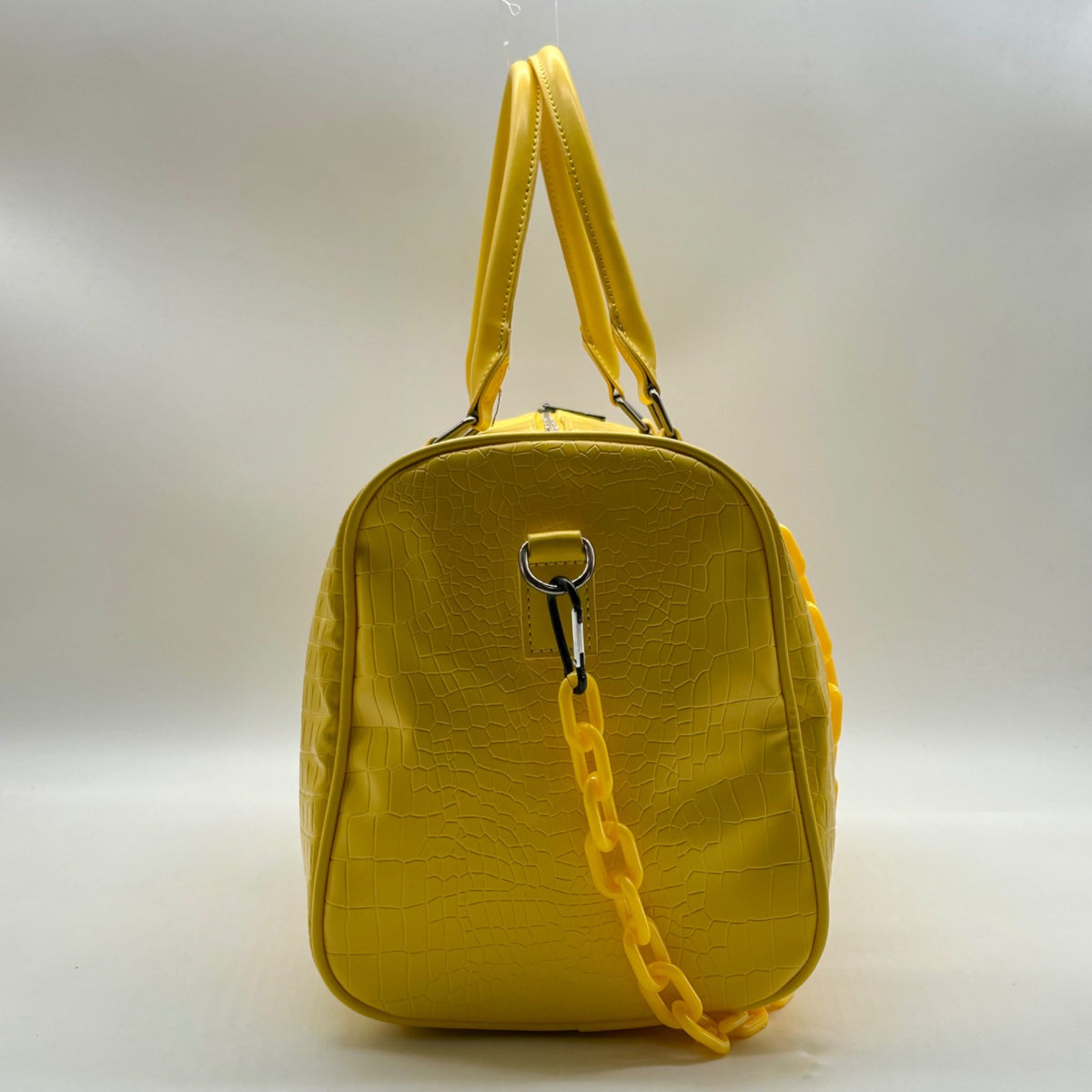 Privata Yellow Croc-EmbossedTravel Duffel Bag