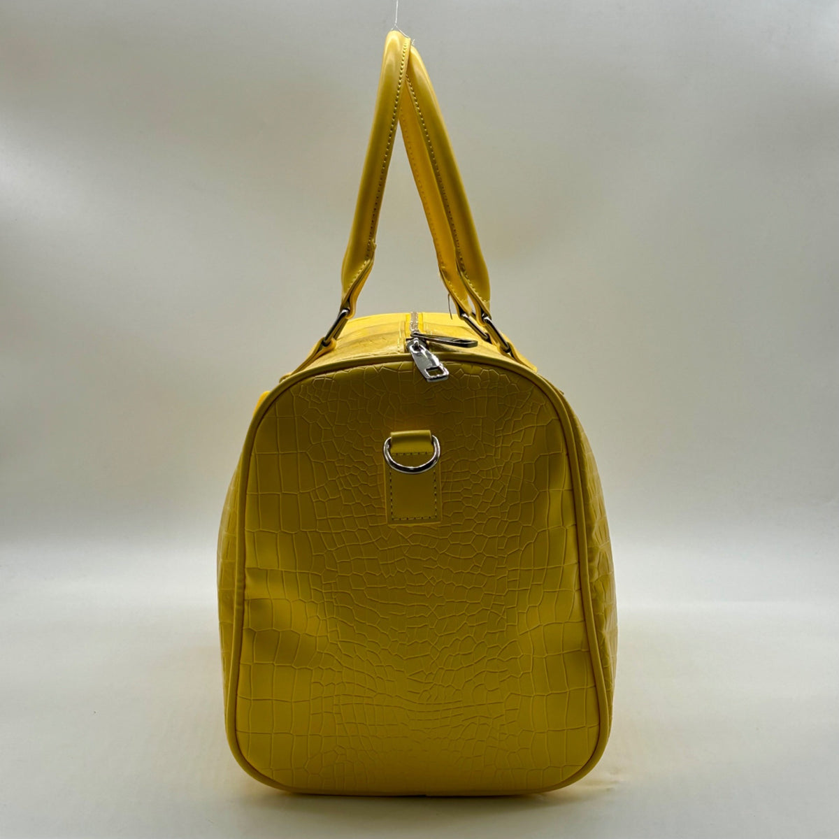 Privata Yellow Croc-EmbossedTravel Duffel Bag