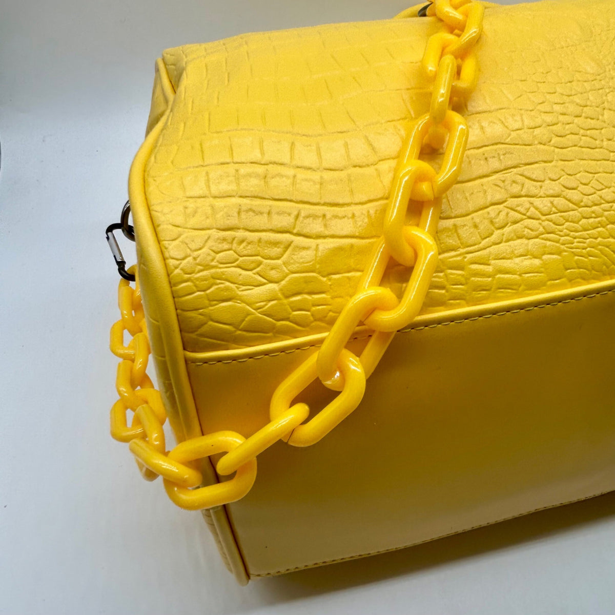 Privata Yellow Croc-EmbossedTravel Duffel Bag