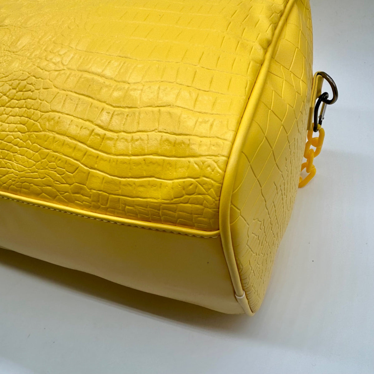 Privata Yellow Croc-EmbossedTravel Duffel Bag