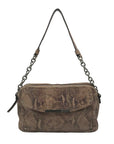 B. Makowsky Tan Snake Embossed Triple Compartment Shoulder Bag