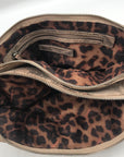 B. Makowsky Tan Snake Embossed Triple Compartment Shoulder Bag