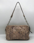 B. Makowsky Tan Snake Embossed Triple Compartment Shoulder Bag