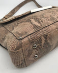 B. Makowsky Tan Snake Embossed Triple Compartment Shoulder Bag