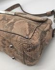 B. Makowsky Tan Snake Embossed Triple Compartment Shoulder Bag