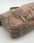 B. Makowsky Tan Snake Embossed Triple Compartment Shoulder Bag