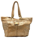 Kipling Metallic Gold Leather Celia Shopper Hobo
