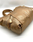 Kipling Metallic Gold Leather Celia Shopper Hobo