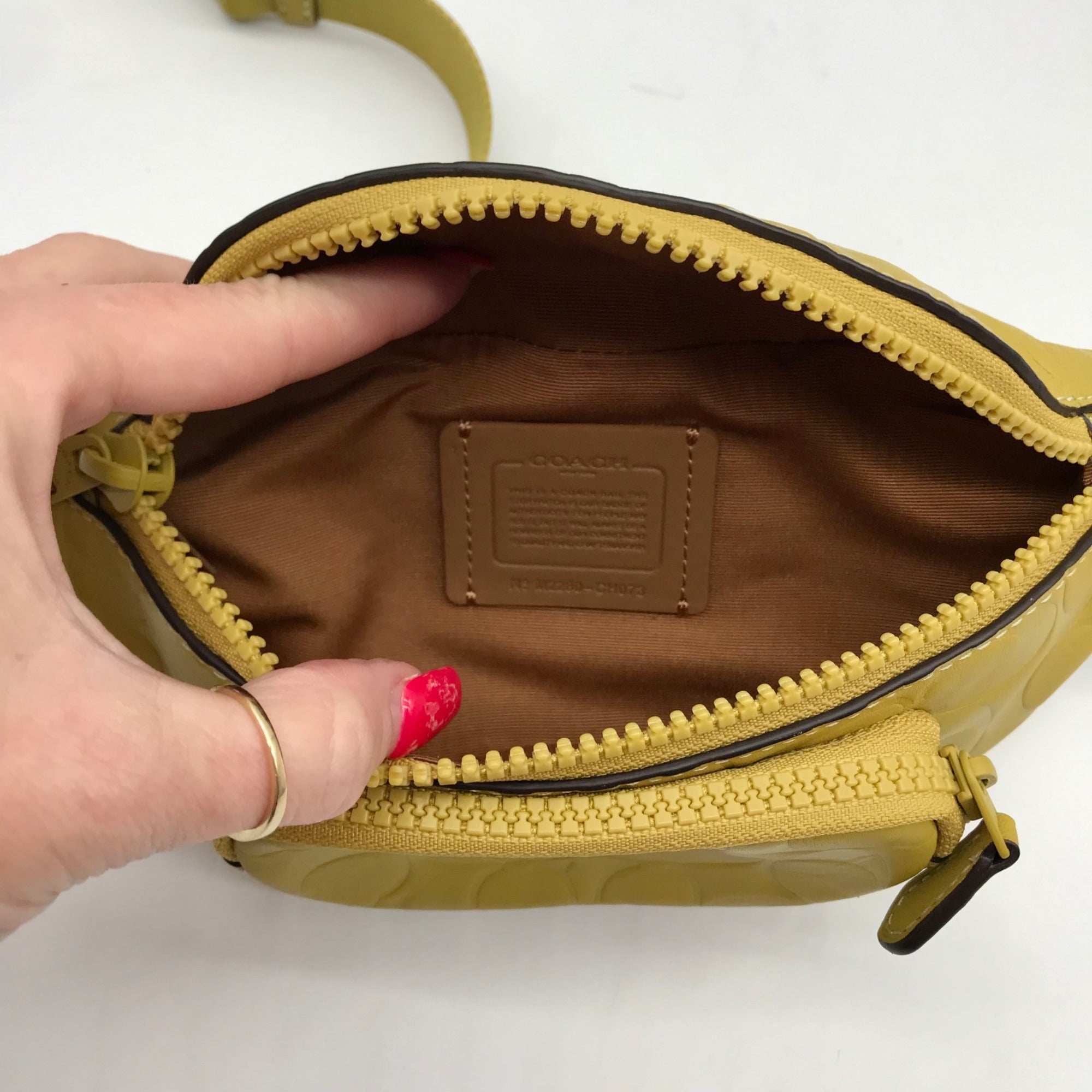 Coach Chartreuse Embossed Leather Mini Sprint Belt Bag CH073