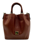 Dooney & Bourke Brown Saffiano Leather Brenna Satchel