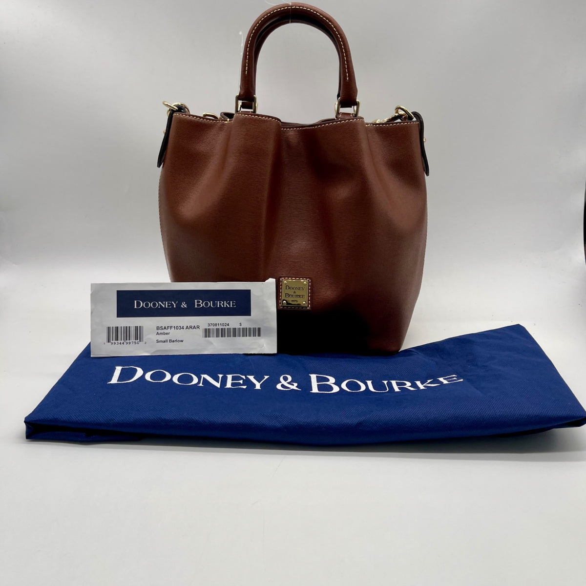Dooney &amp; Bourke Brown Saffiano Leather Brenna Satchel