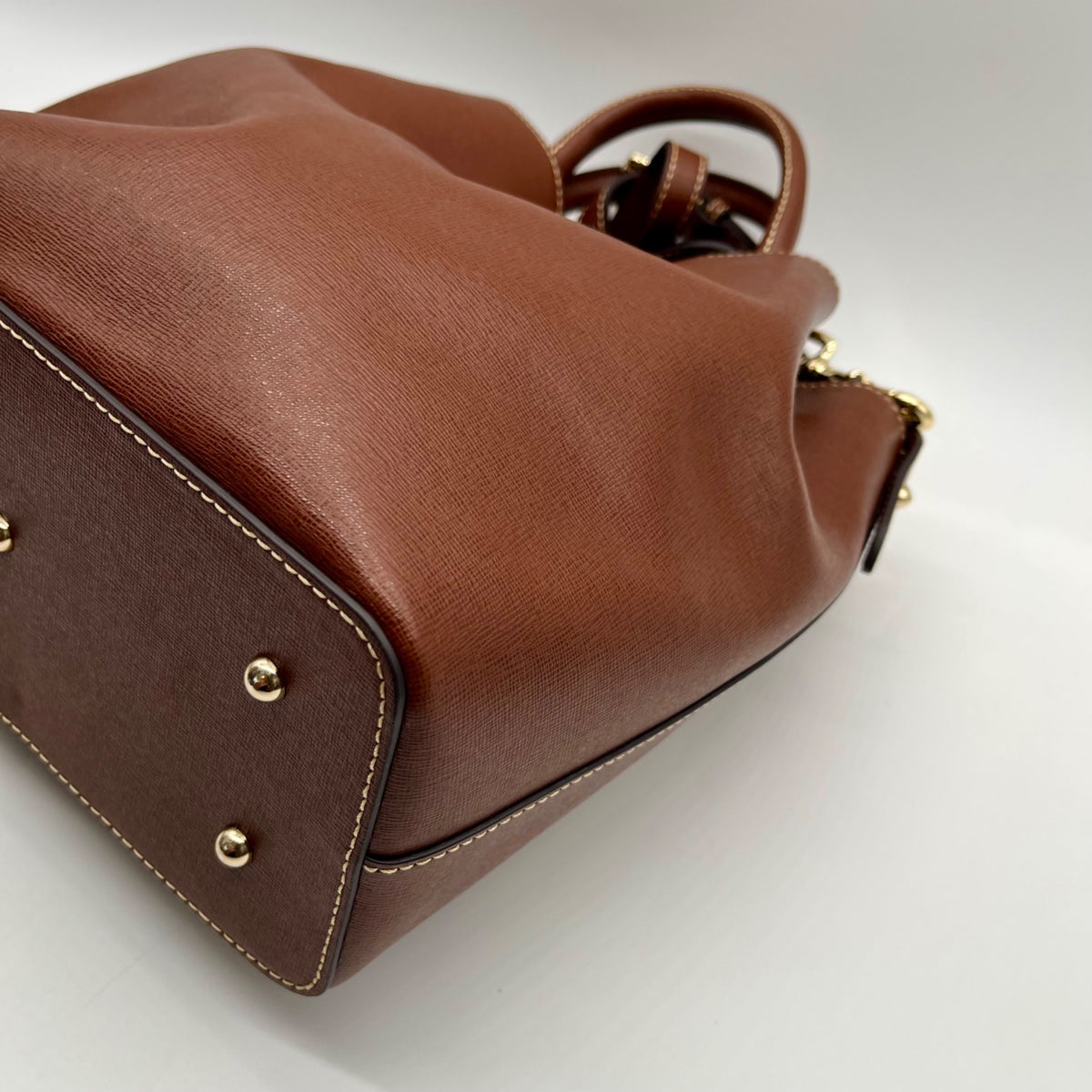 Dooney &amp; Bourke Brown Saffiano Leather Brenna Satchel