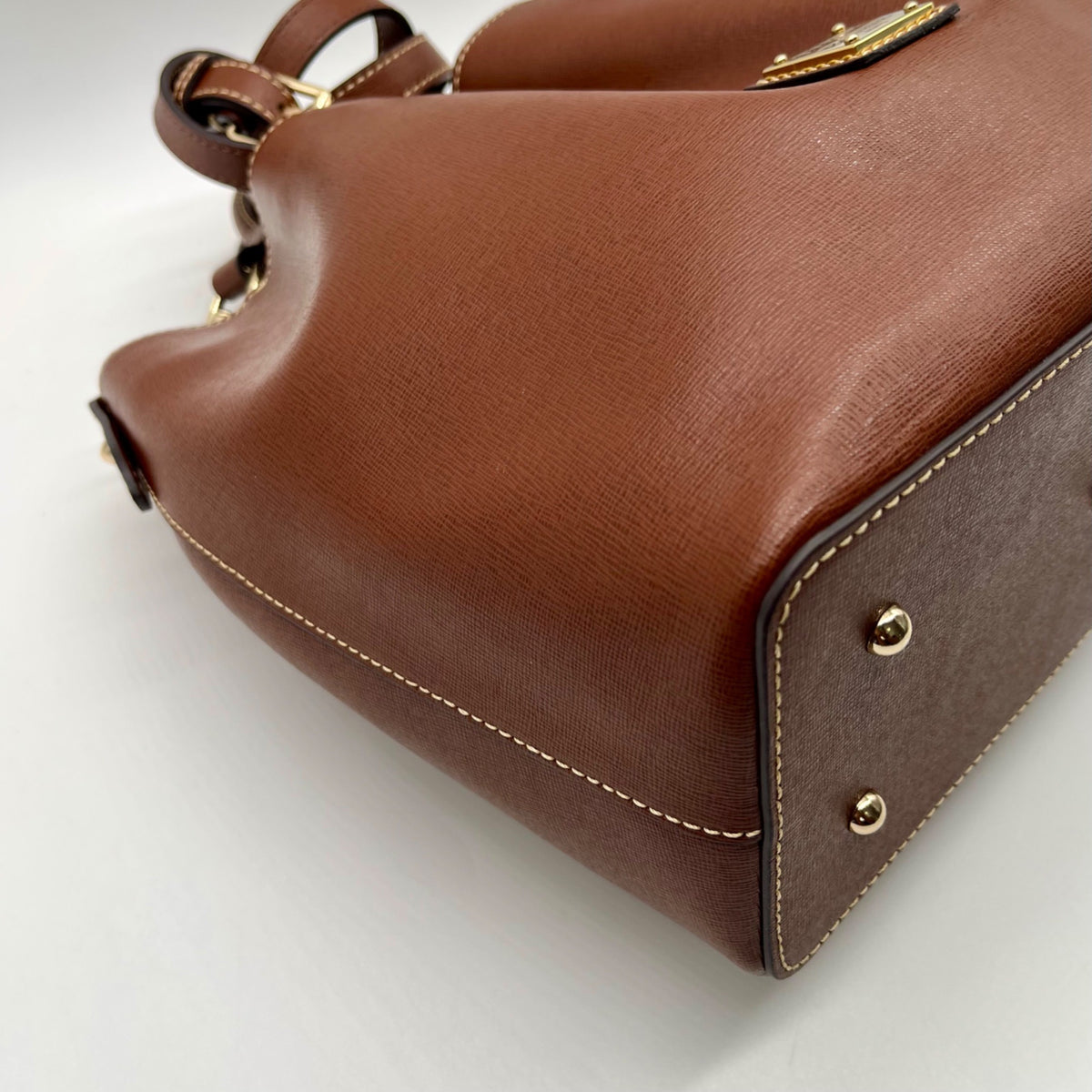 Dooney &amp; Bourke Brown Saffiano Leather Brenna Satchel