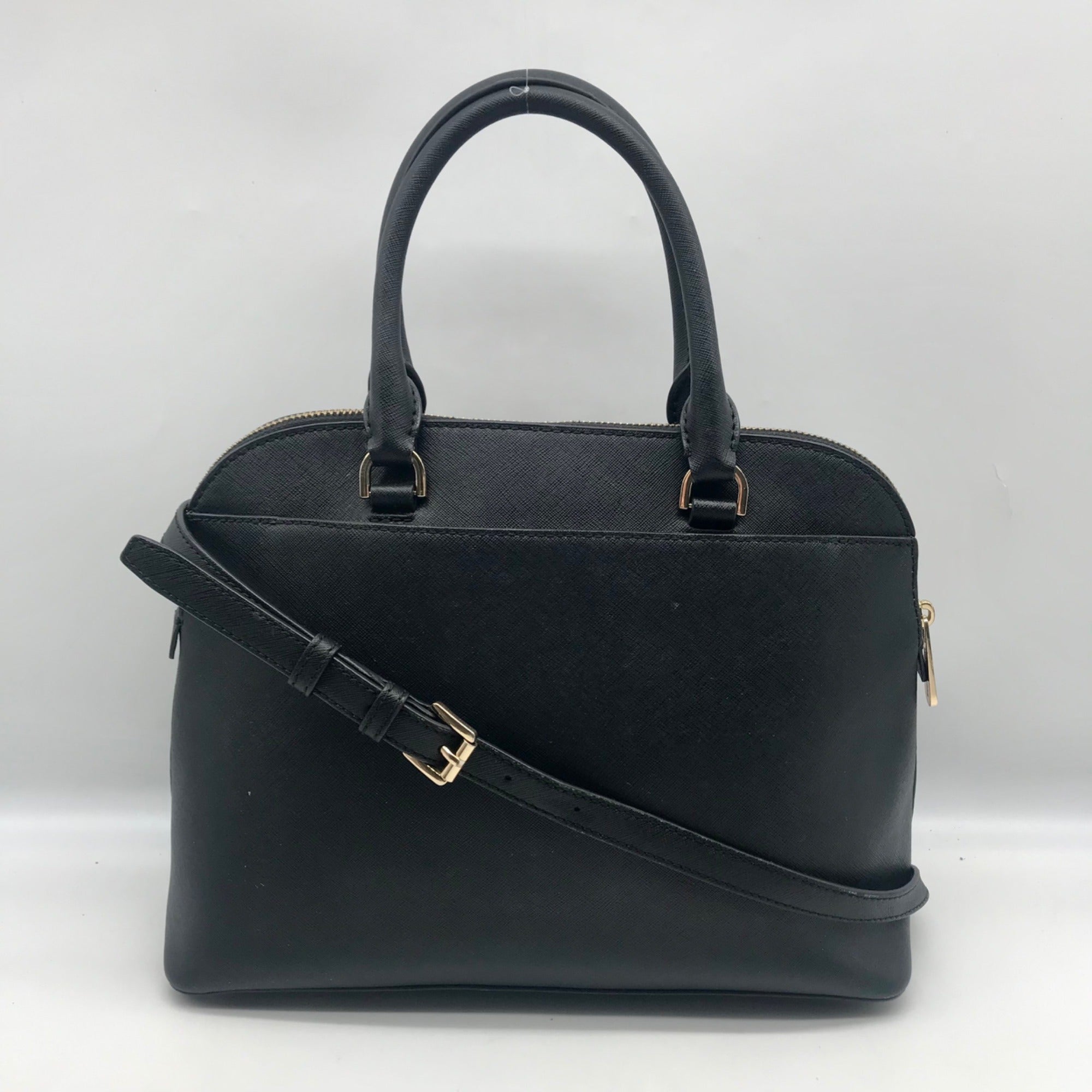 Michael Kors Cindy Black Saffiano Leather Dome Satchel Crossbody