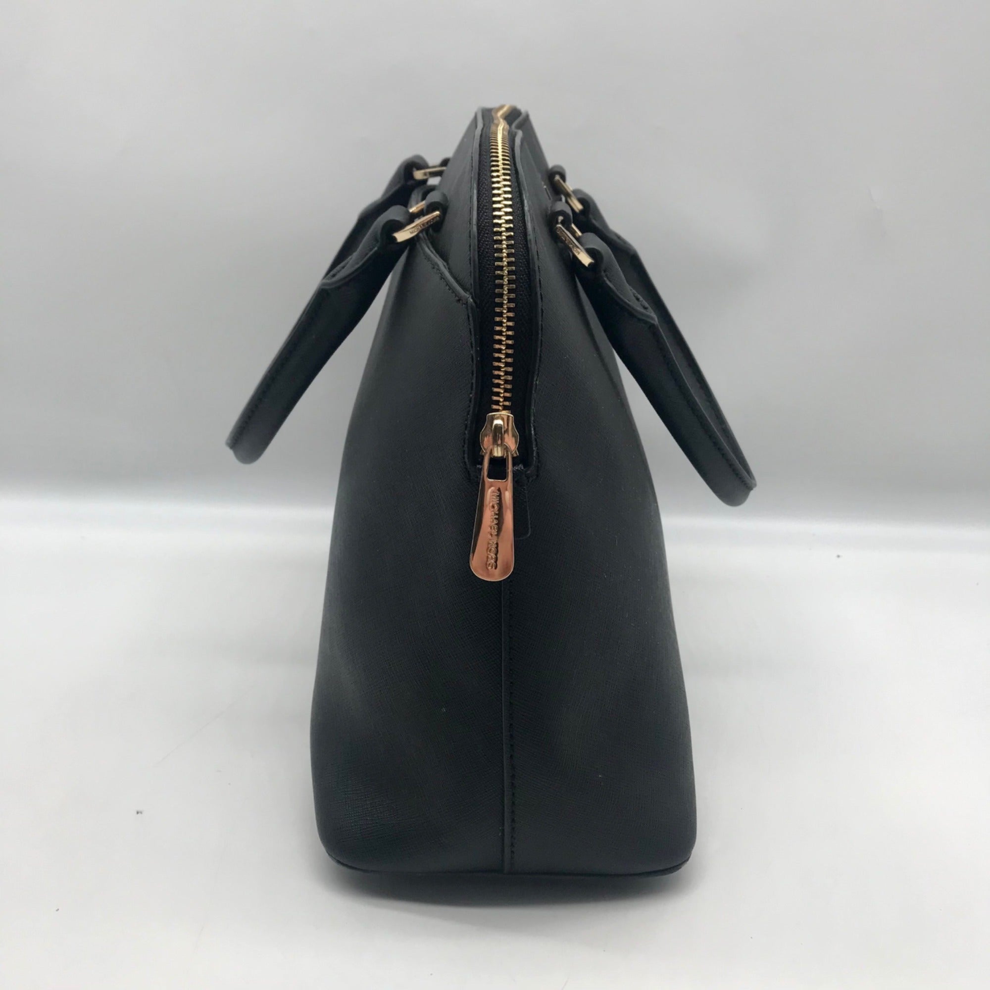 Michael Kors Cindy Black Saffiano Leather Dome Satchel Crossbody