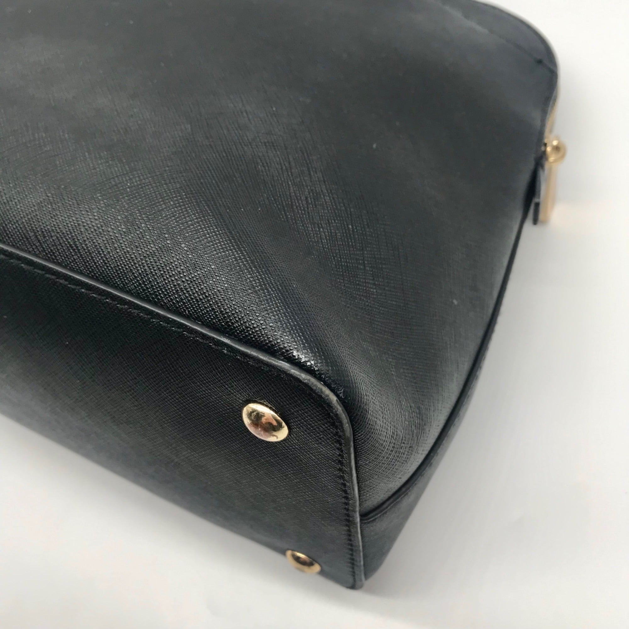 Michael Kors Cindy Black Saffiano Leather Dome Satchel Crossbody
