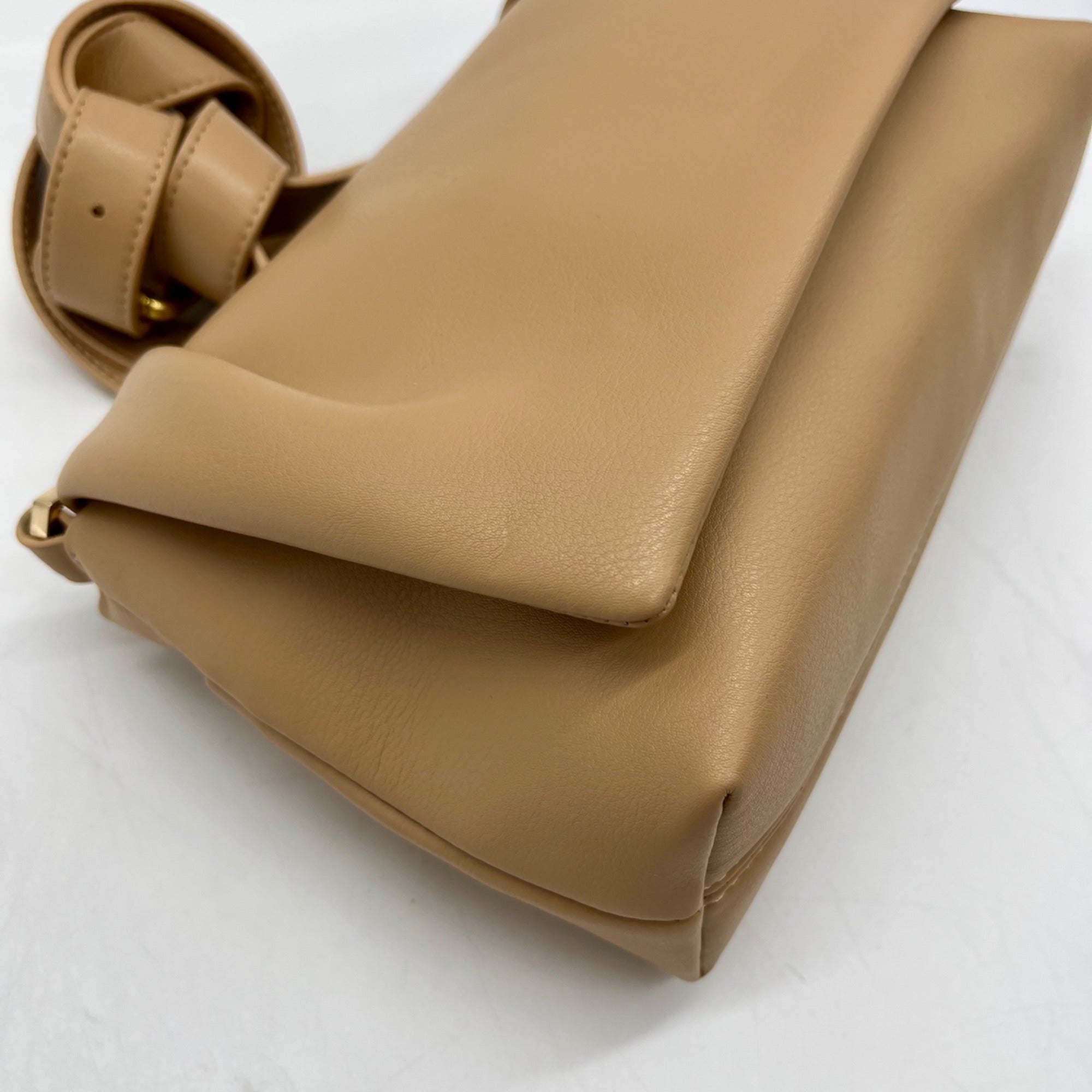 MMS Beige Leather Crossbody Bag