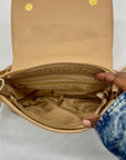 MMS Beige Leather Crossbody Bag