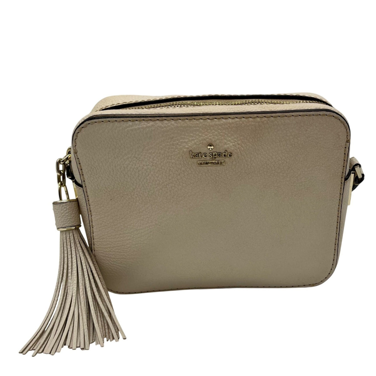 Kate Spade Beige Pebbled Leather Arla Camera Bag