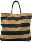 Anthropologie Black & Tan Wool Striped Fuzzy Tote Bag