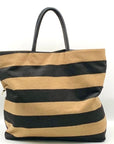 Anthropologie Black & Tan Wool Striped Fuzzy Tote Bag