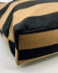 Anthropologie Black & Tan Wool Striped Fuzzy Tote Bag