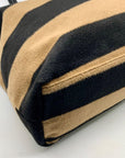 Anthropologie Black & Tan Wool Striped Fuzzy Tote Bag