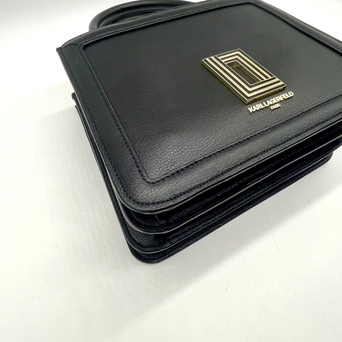 Karl Lagerfeld Black Paris Simone Leather Convertible Satchel