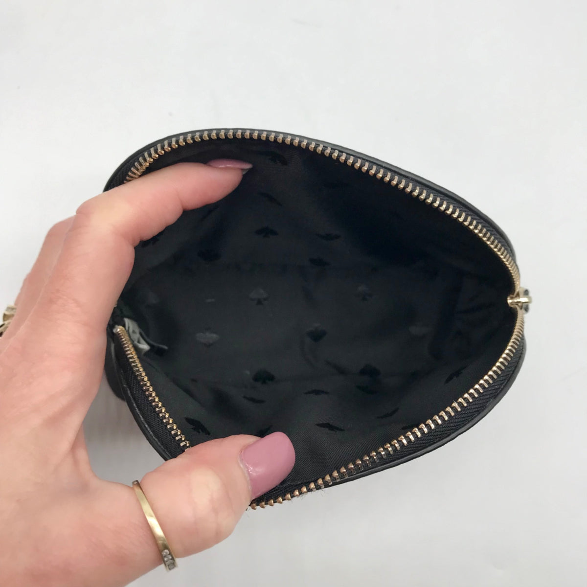 Kate Spade Black Glitter Fabric Joeley Dome Pouch