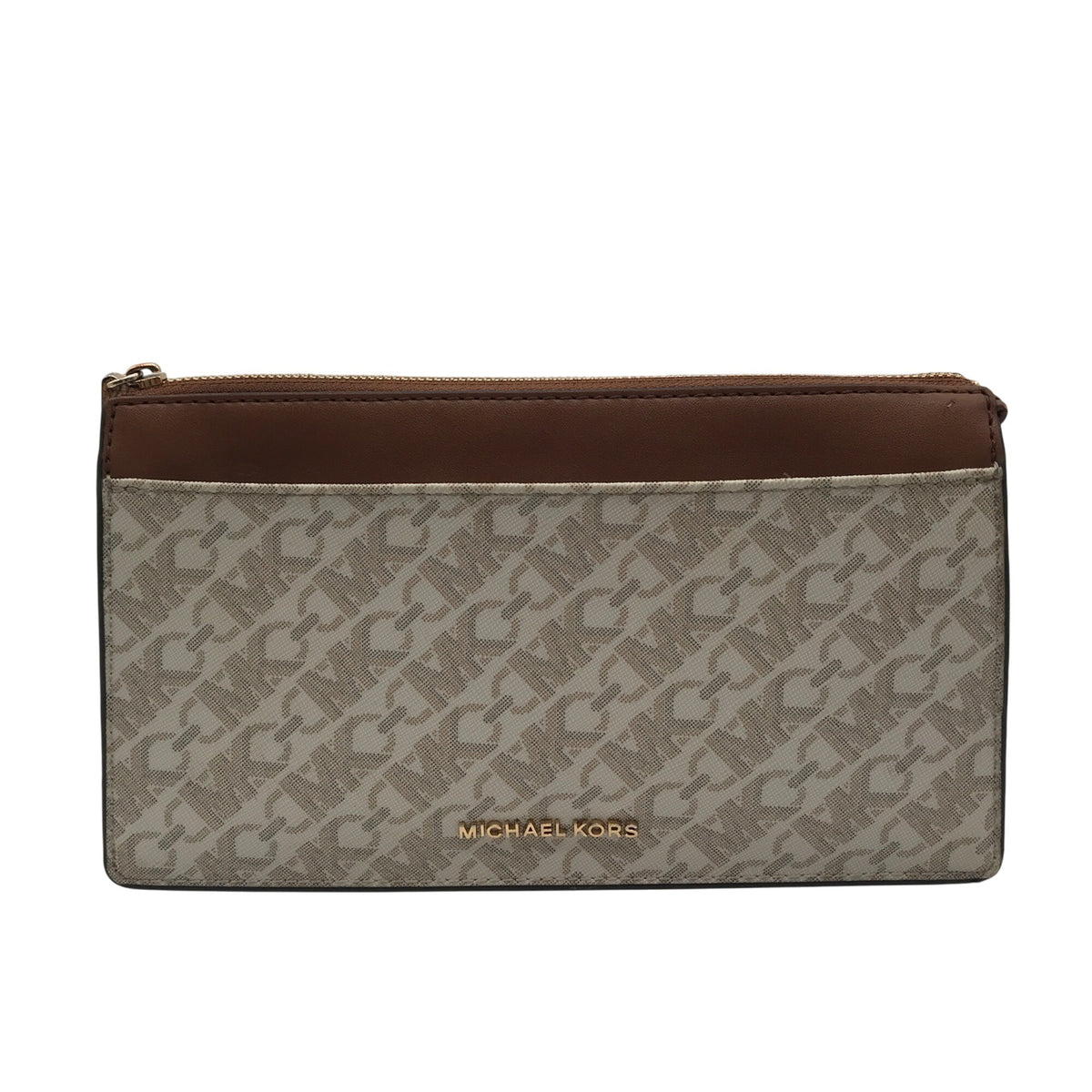 Michael Kors Vanilla &amp; Luggage Brown Trim Empire Convertible Crossbody