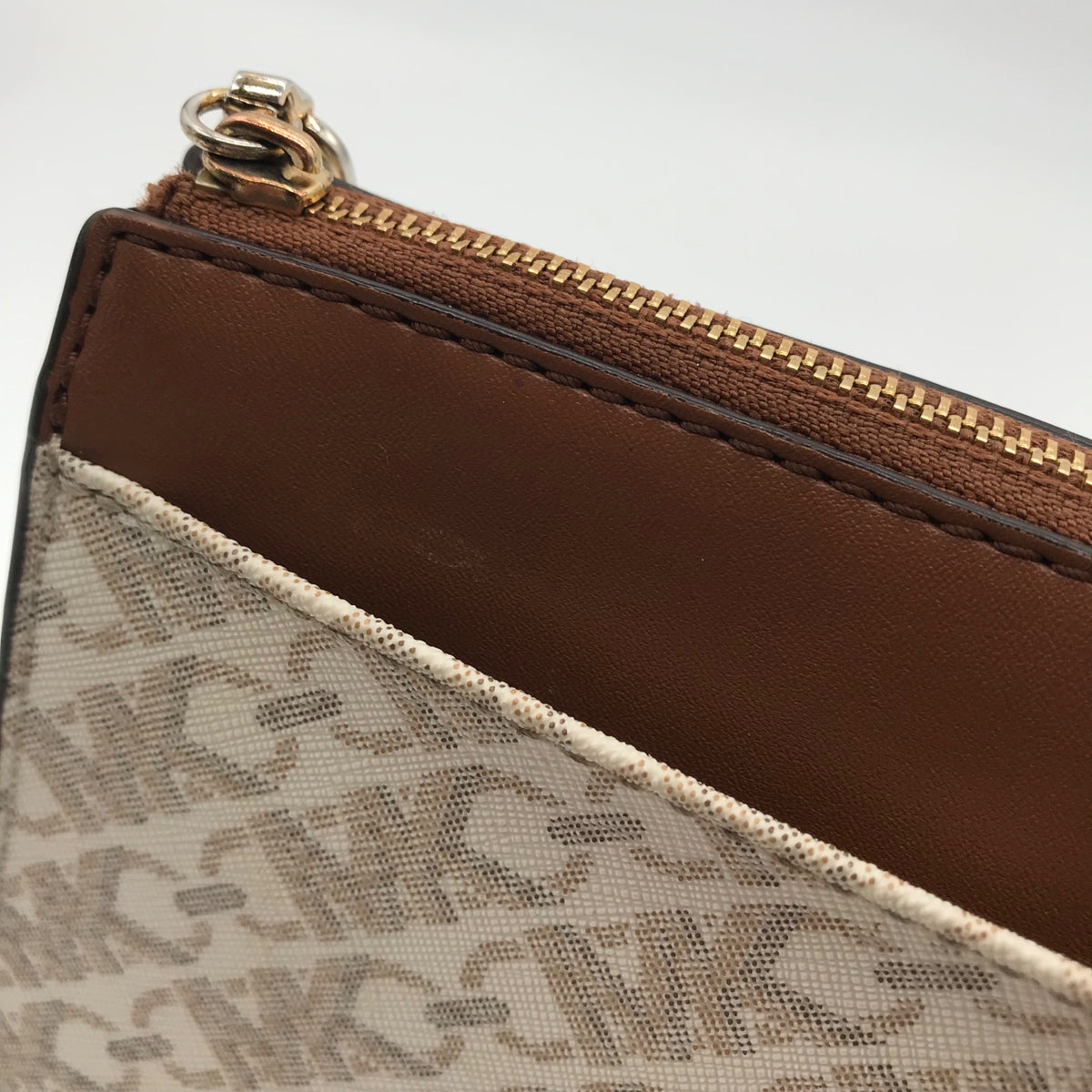 Michael Kors Vanilla &amp; Luggage Brown Trim Empire Convertible Crossbody