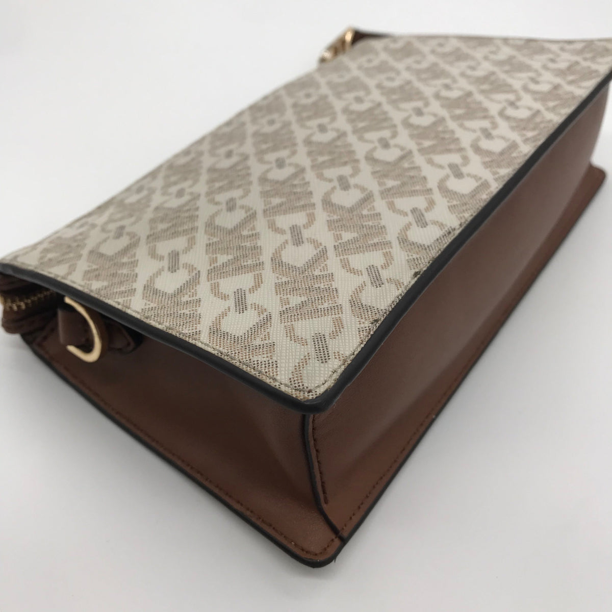 Michael Kors Vanilla &amp; Luggage Brown Trim Empire Convertible Crossbody