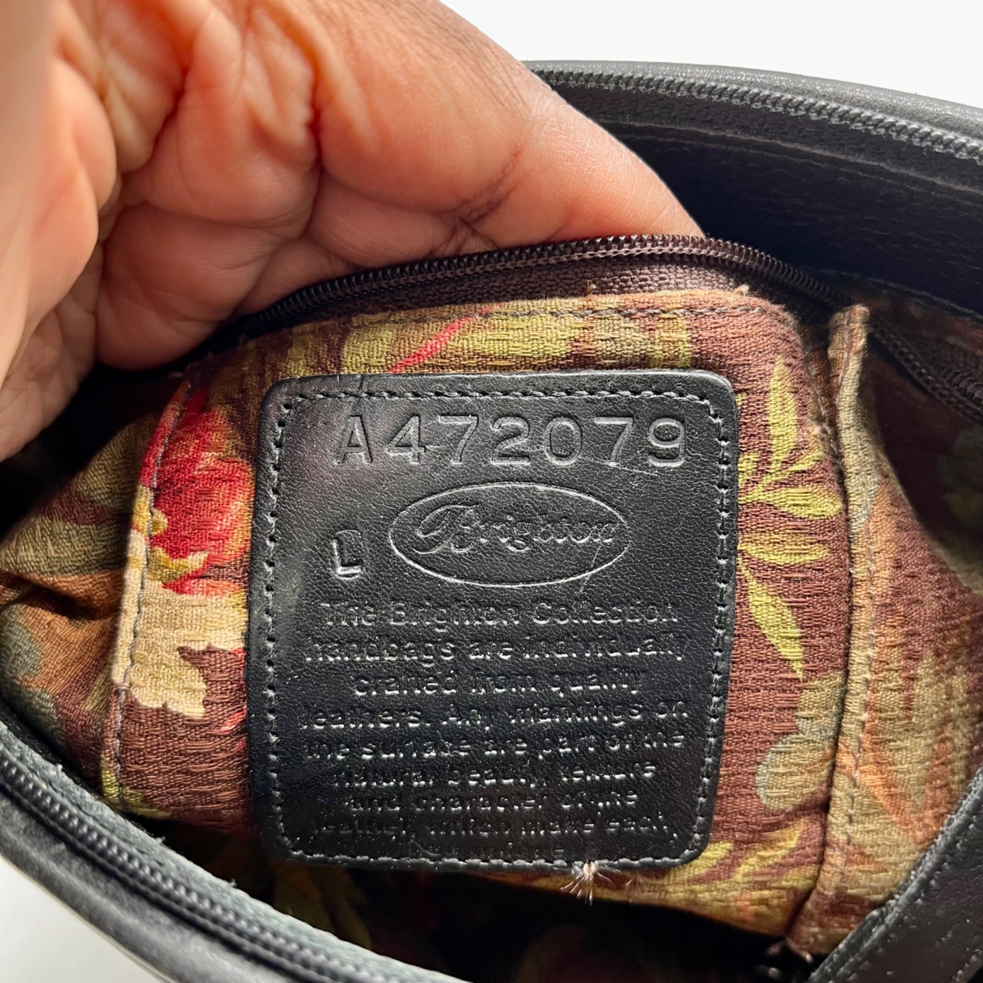 Brighton Black Pebbled Leather And Croc-Embossed Shoulder Bag