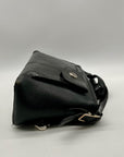 Brighton Black Pebbled Leather And Croc-Embossed Shoulder Bag