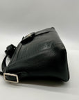 Brighton Black Pebbled Leather And Croc-Embossed Shoulder Bag