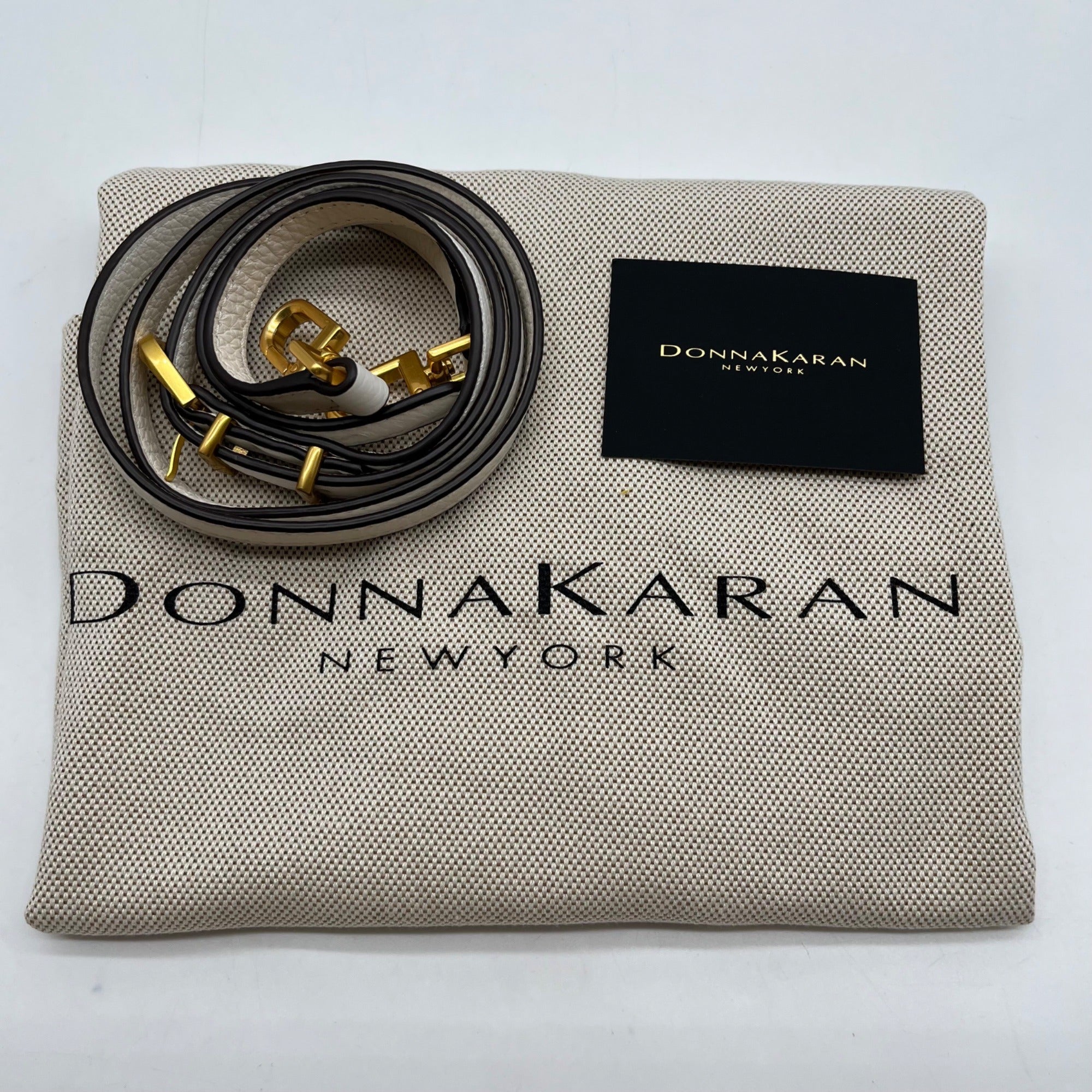 Donna Karan Brilliant White Pebbled Leather Amagansett Convertible Satchel Bag