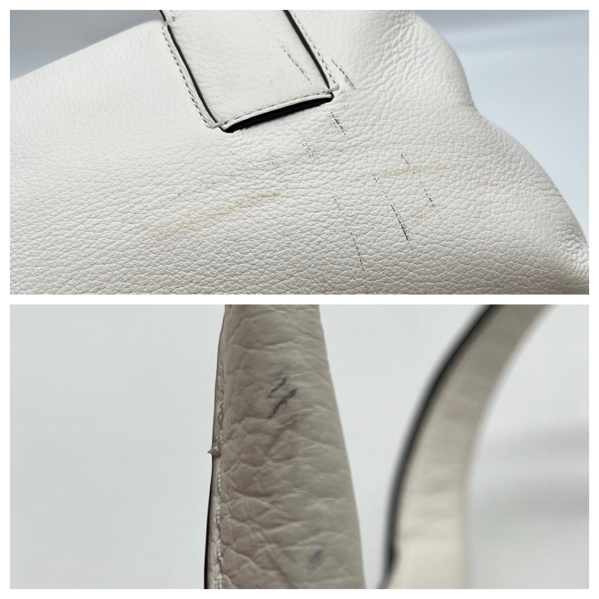 Donna Karan Brilliant White Pebbled Leather Amagansett Convertible Satchel Bag