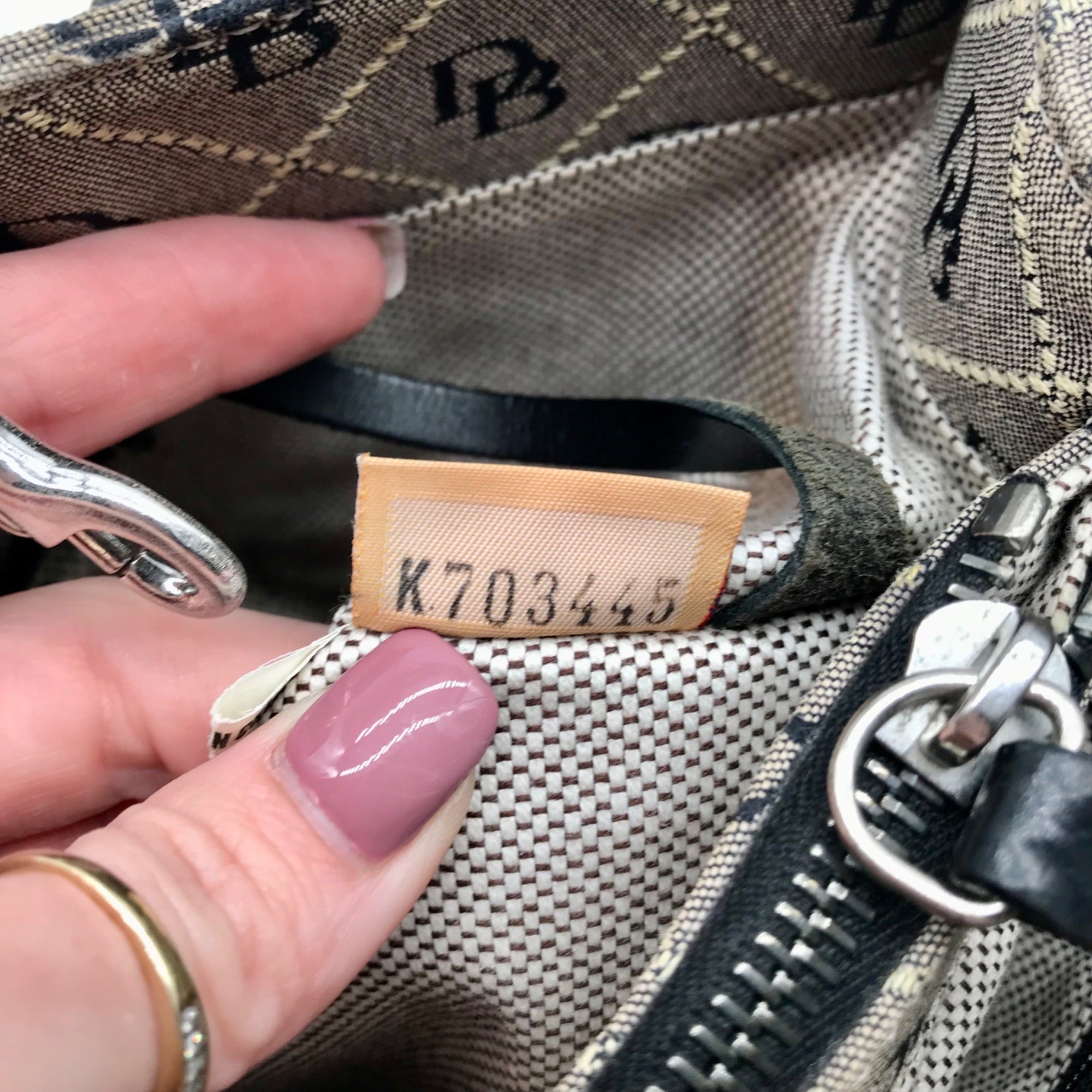 Dooney &amp; Bourke Gray Monogram Canvas North South Tote Bag