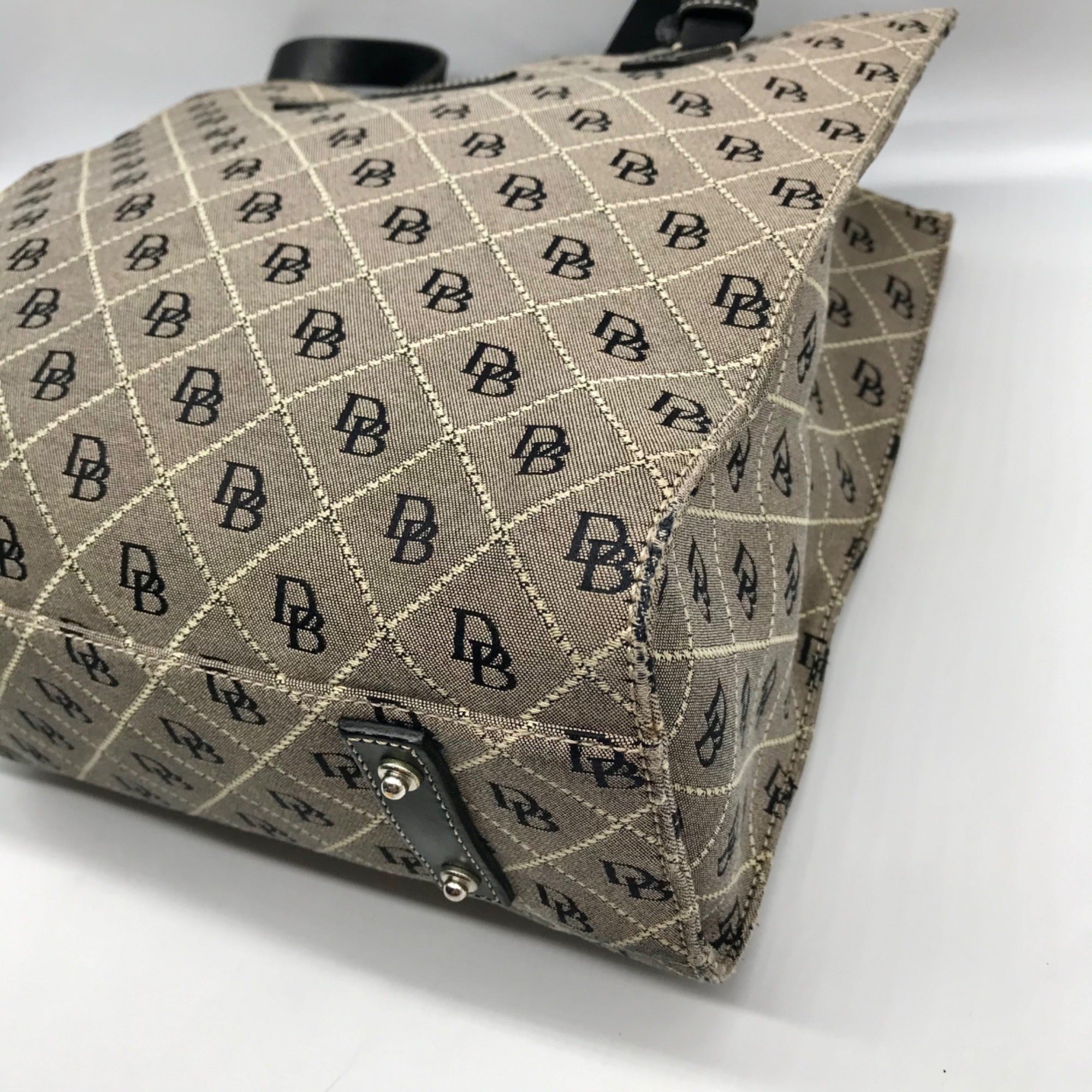 Dooney &amp; Bourke Gray Monogram Canvas North South Tote Bag