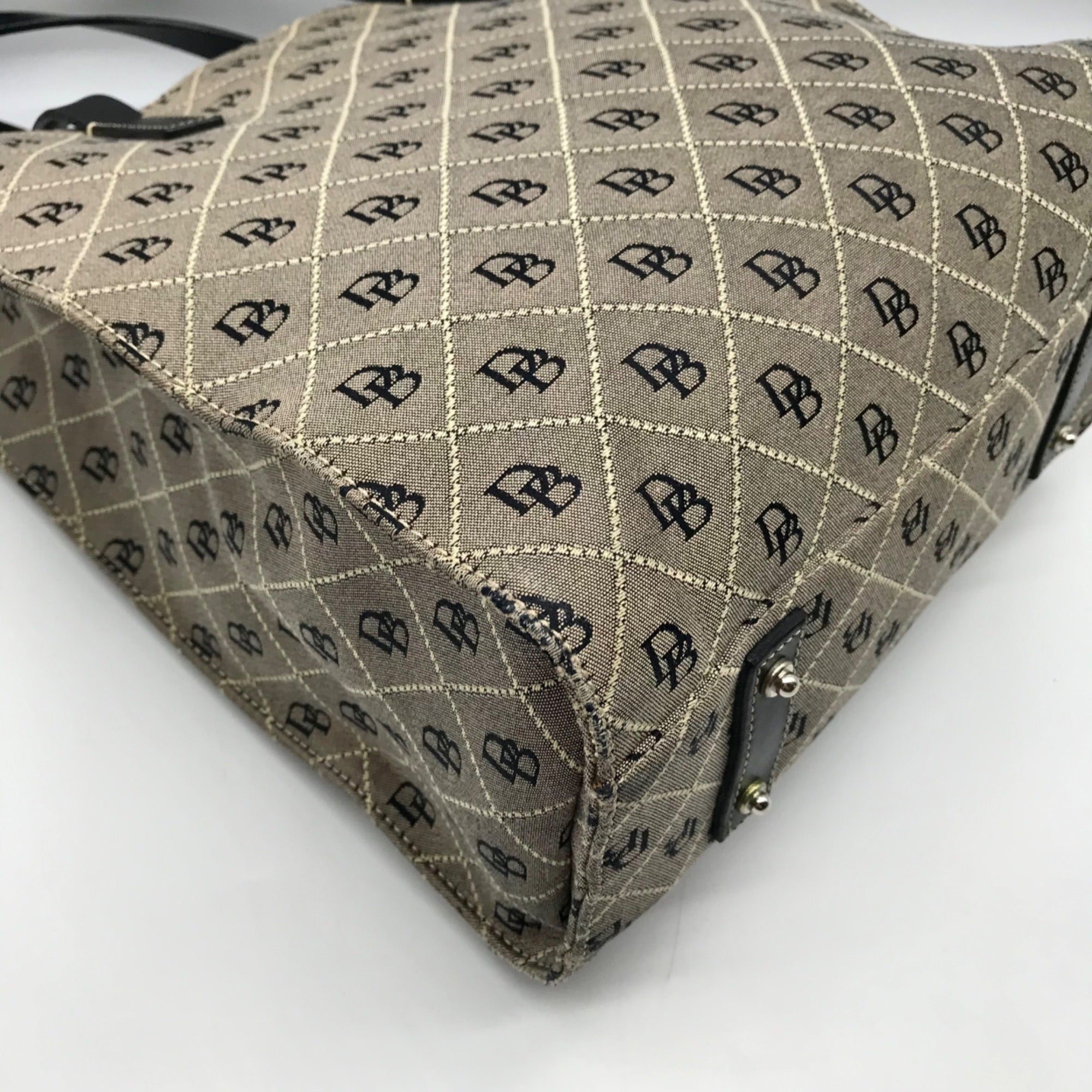 Dooney &amp; Bourke Gray Monogram Canvas North South Tote Bag