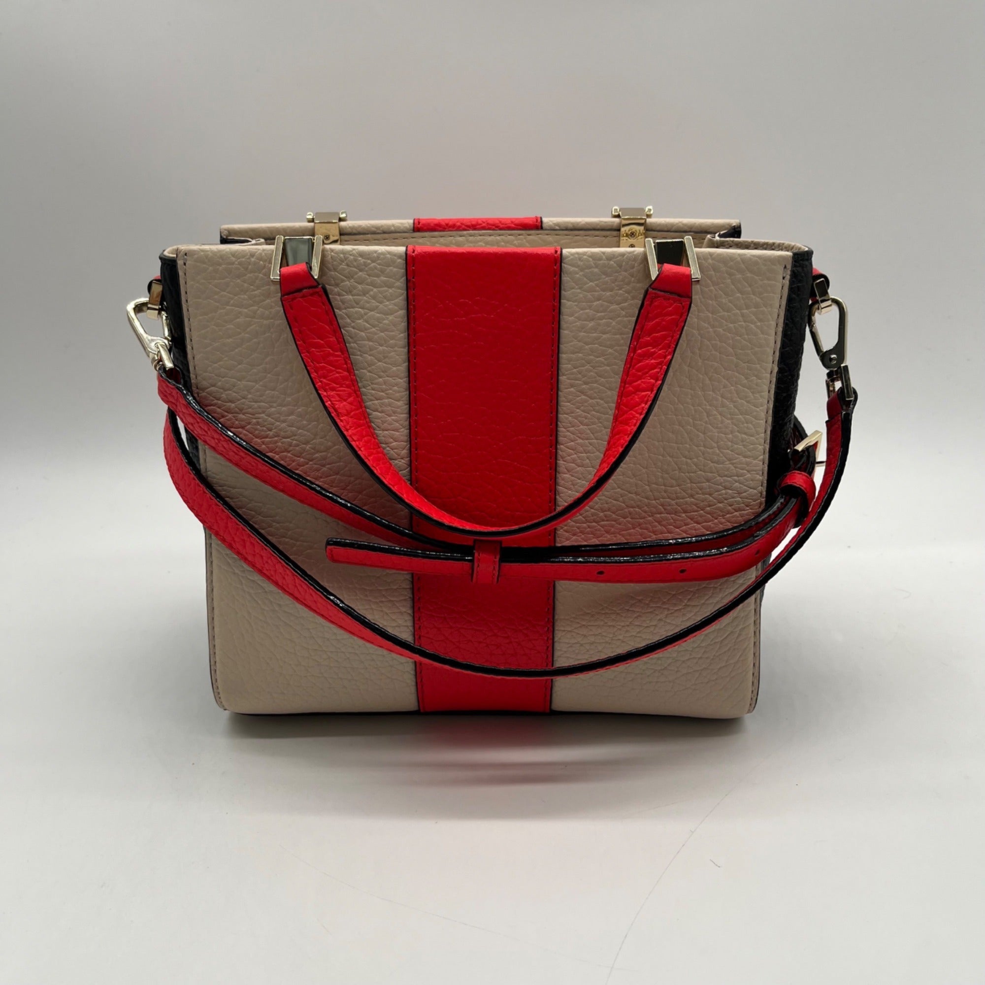 Kate Spade Chelsea Square Bennett Beige Leather Satchel Bag