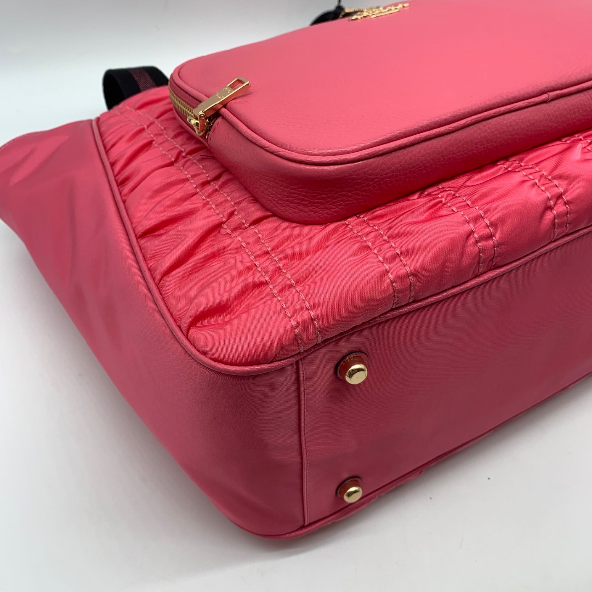 Coach Confetti Pink Ruched Nylon Court Tote Bag