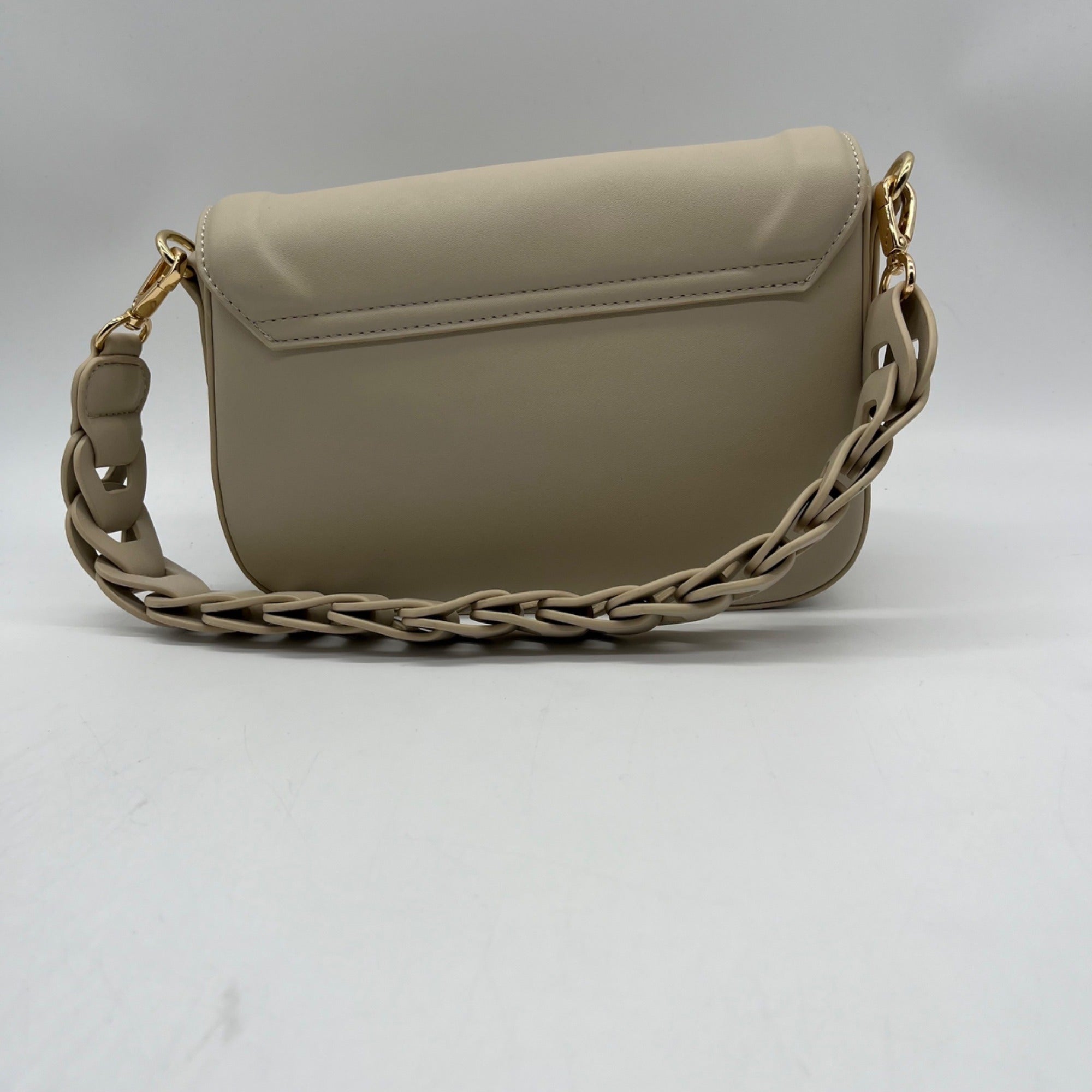 MMS Beige Leather Shoulder Bag