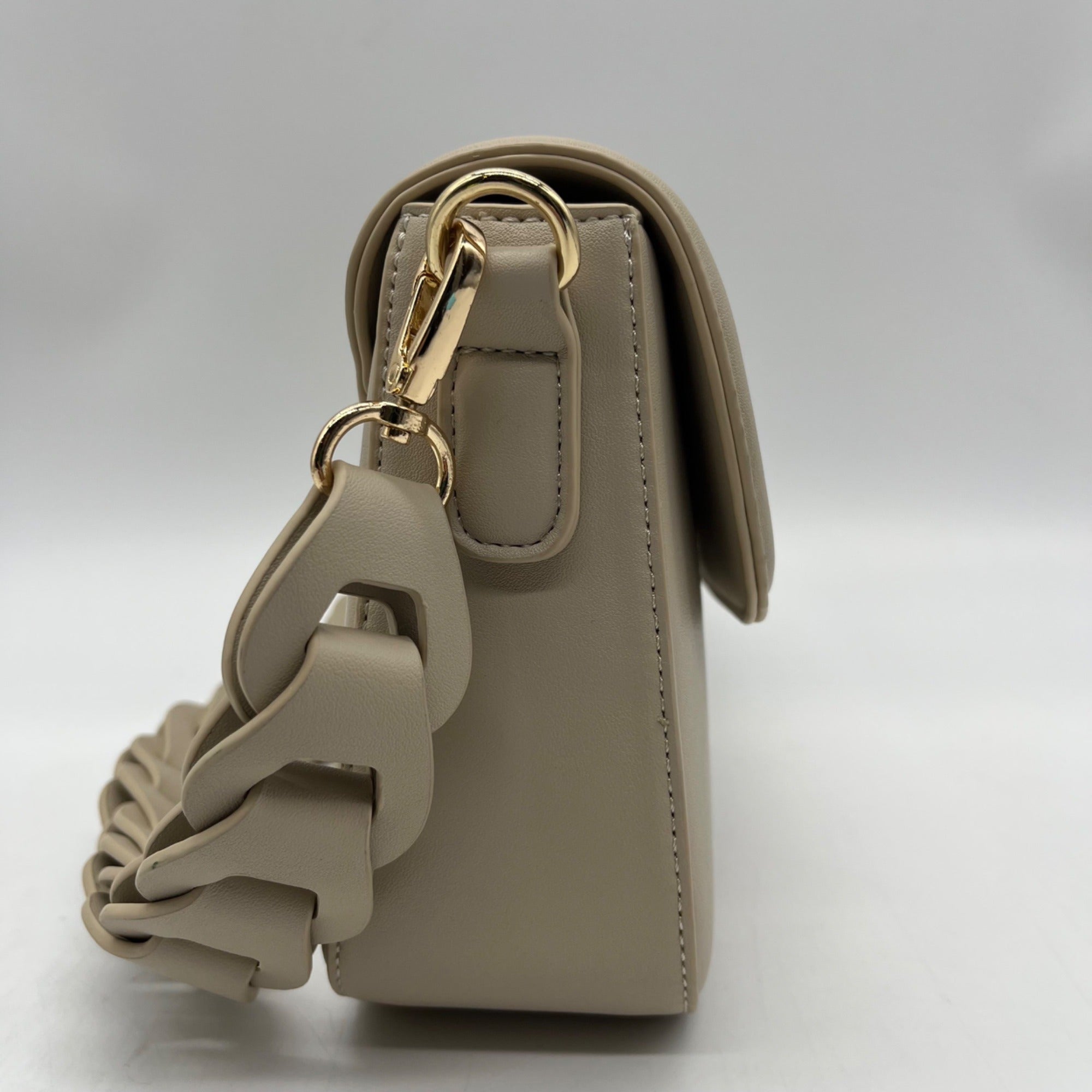 MMS Beige Leather Shoulder Bag